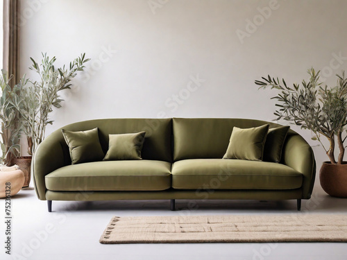 Olive color sofa on the living room