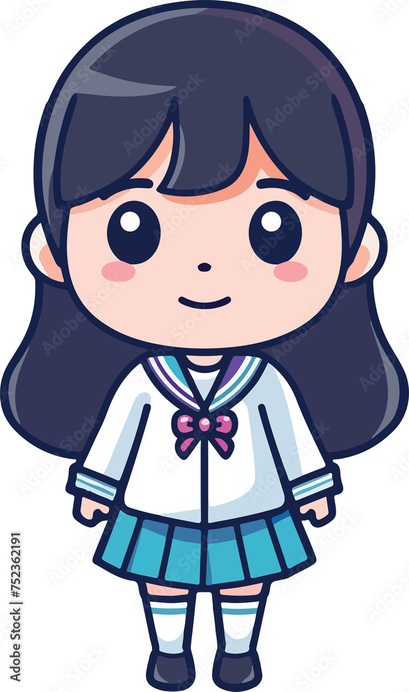 Illustration of a school girl in a school uniform Illustration of a school girl in a school uniform
