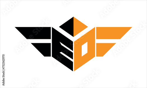 EO initial letter falcon icon gaming logo design vector template. batman logo, sports logo, monogram, polygon, war game, symbol, playing logo, abstract, fighting, typography, icon, minimal, wings logo