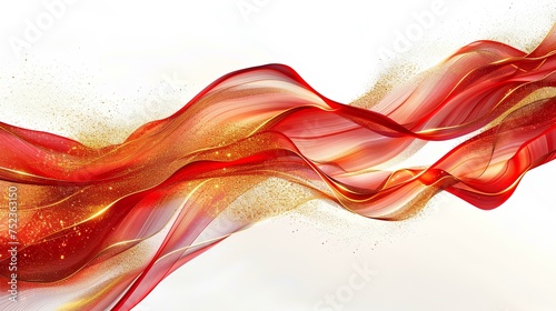 abstract background with red and gold waved lines for brochure, website, flyer design.