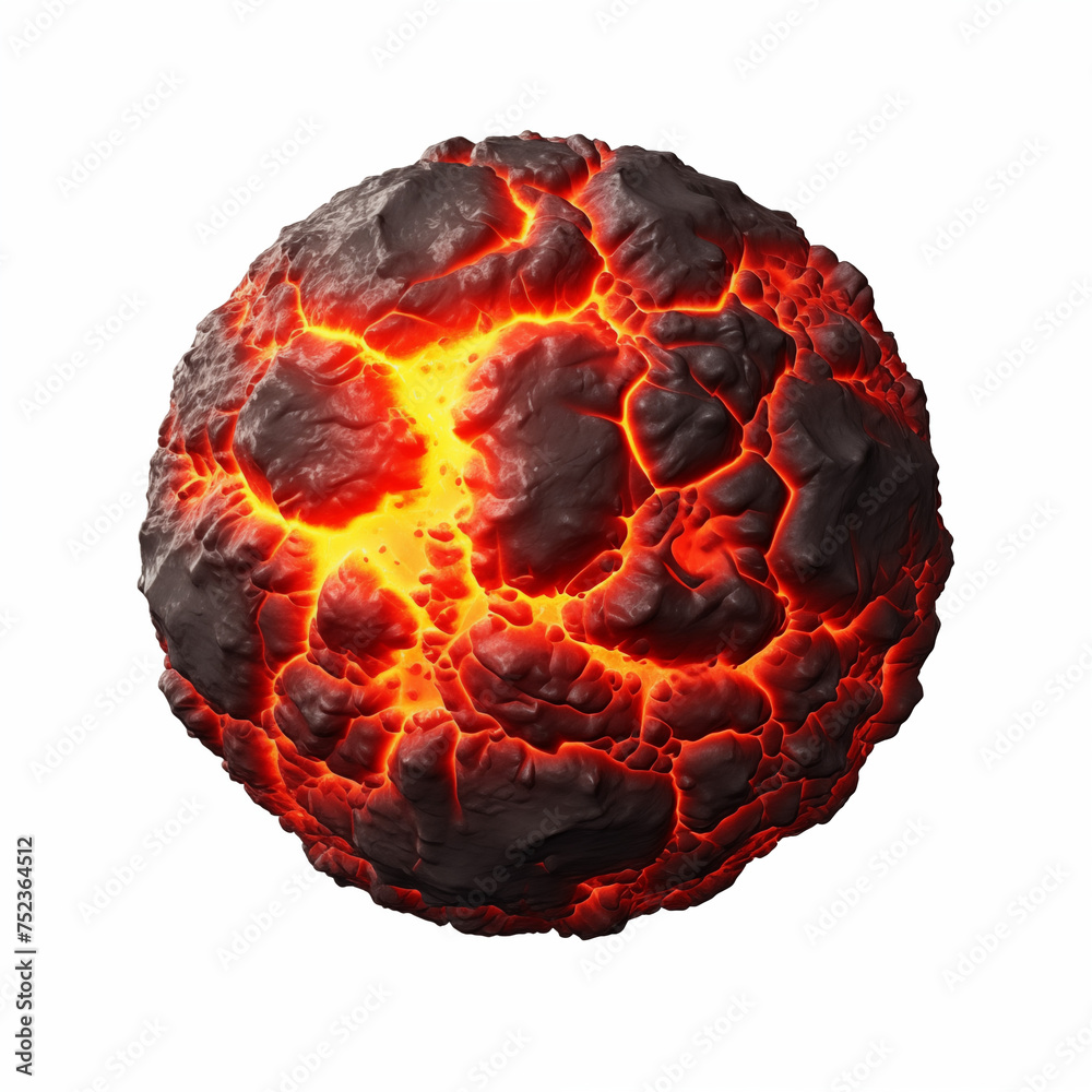 Fiery Molten Lava Sphere Representing Volcanic Activity Fiery Molten Lava Sphere Representing Volcanic Activity