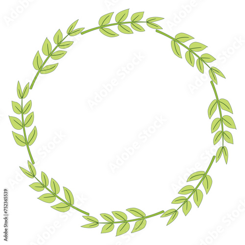 Fototapeta Naklejka Na Ścianę i Meble -  A tree branches and leaves wreath PNG transparent background in a clean hand-drawn spring floral concept, illustration