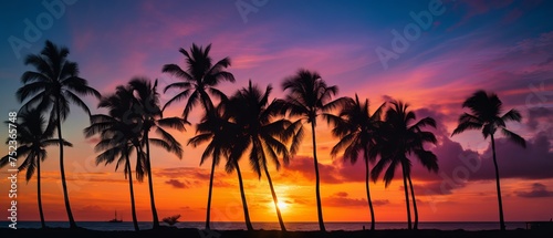 Tropical Serenity: Silhouetted Palm Trees Embracing Sunrise or Sunset, Canon RF 50mm f/1.2L USM Capture © Nazia