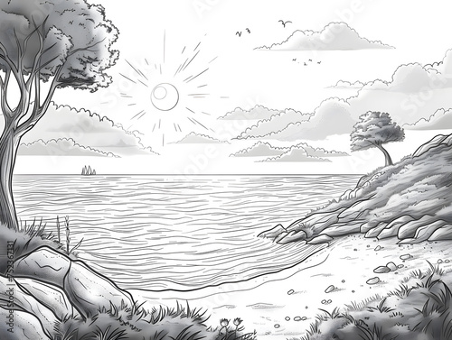 Nature's Enchanting Sun: Tranquil Sunrise, Majestic Mountains, Serene Ocean Views