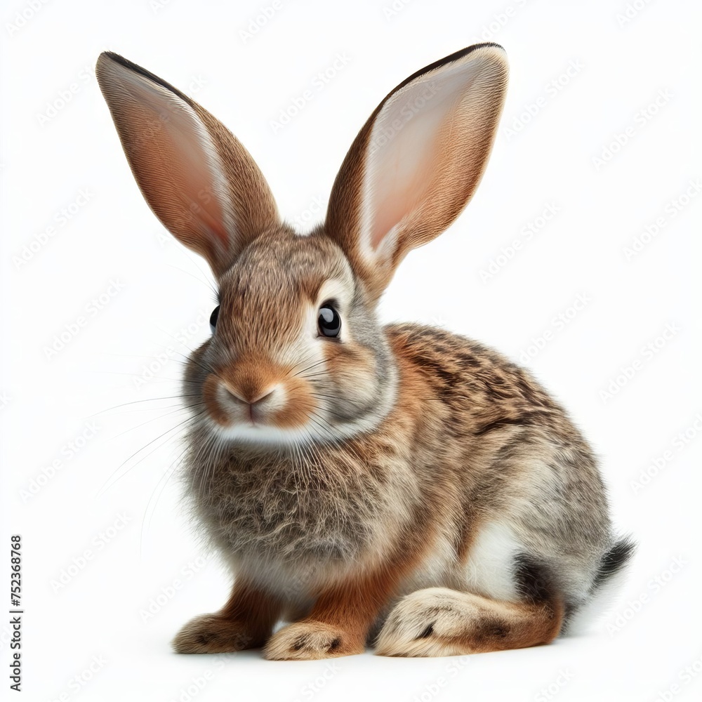 brow rabbit on white background