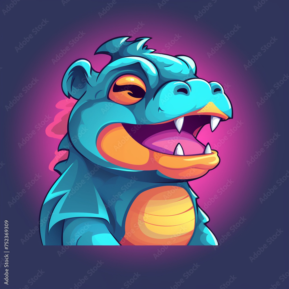 humorous visage for a gaming logo with an laughing dino animal protagonist is an absolute joy сreated with Generative Ai humorous visage for a gaming logo with an laughing dino animal protagonist is an absolute joy сreated with Generative Ai