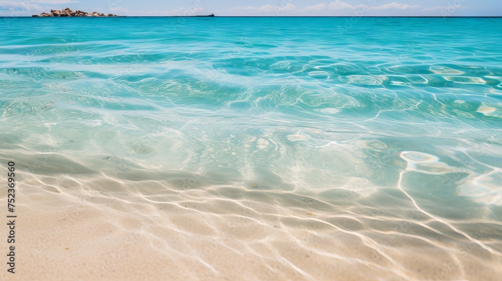 Obraz premium Tropical Beach Waters Serenity: Crystal Clear Seascape Shot with Canon RF 50mm f/1.2L USM