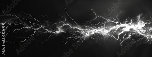 pure white lightening on a plain black background, sharp and thin photo