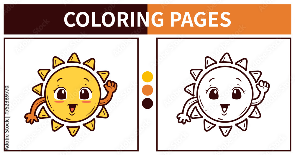 Happy sun coloring pages for kids vector illustration Stock Vector ...