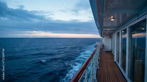 Calm Horizon: Oceanic Majesty from a Vast Cruise Ship, Shot with Canon RF 50mm f/1.2L USM