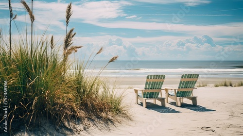 Fototapeta Naklejka Na Ścianę i Meble -  Sunny Coastal Serenity: Myrtle Beach, SC, USA, as Seen Through Canon RF 50mm f/1.2L USM Lens