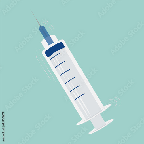 The syringe is in the vector. A medical badge. A syringe for injection with a flat-style needle.