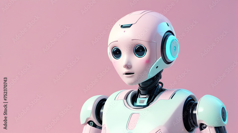 Friendly companion robot on a pastel background, generative AI
Friendly companion robot on a pastel background, generative AI