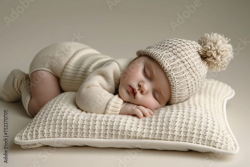 a baby sleeping on a pillow