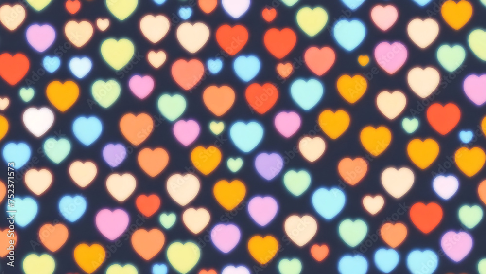 Seamless pattern with colorful hearts. Valentines Day love background.
