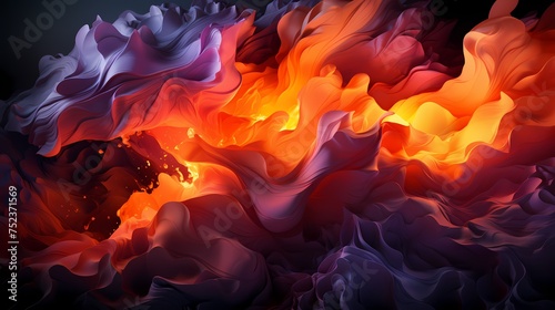 A collision of amethyst and fiery red liquids creates a mesmerizing burst of energy, filling the space with vibrant abstract patterns. HD camera captures the intense collision with precision