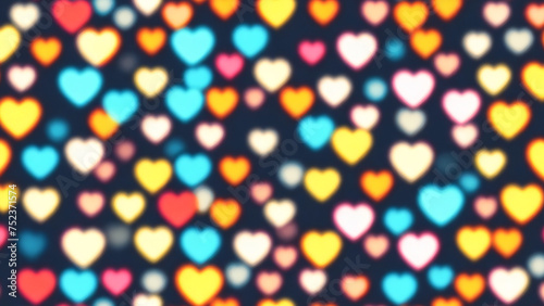 colorful heart bokeh blur background, valentine day love abstract background