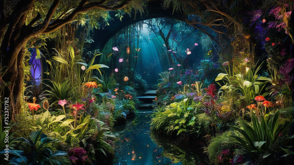 Enchanted garden in the middle of the forest, generative AI
Enchanted garden in the middle of the forest, generative AI