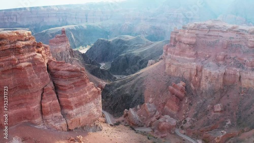 Aerial view of Charyn canyon, Kazakhstan. Beautiful view of the canyon