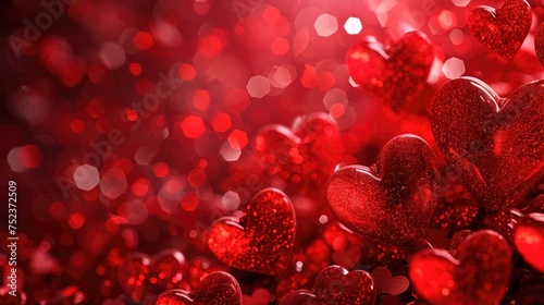 Red hearts background, Romantic Valentines day background with heart