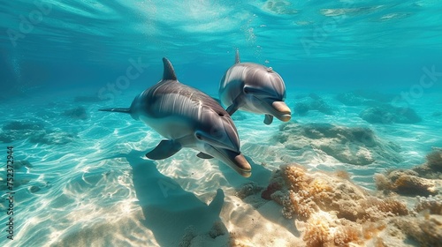 Wild life dolphins underwater photography, sea creature