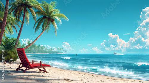 Summer Beach Panorama: Vibrant Illustration for Presentations, Wallpapers, and Textures