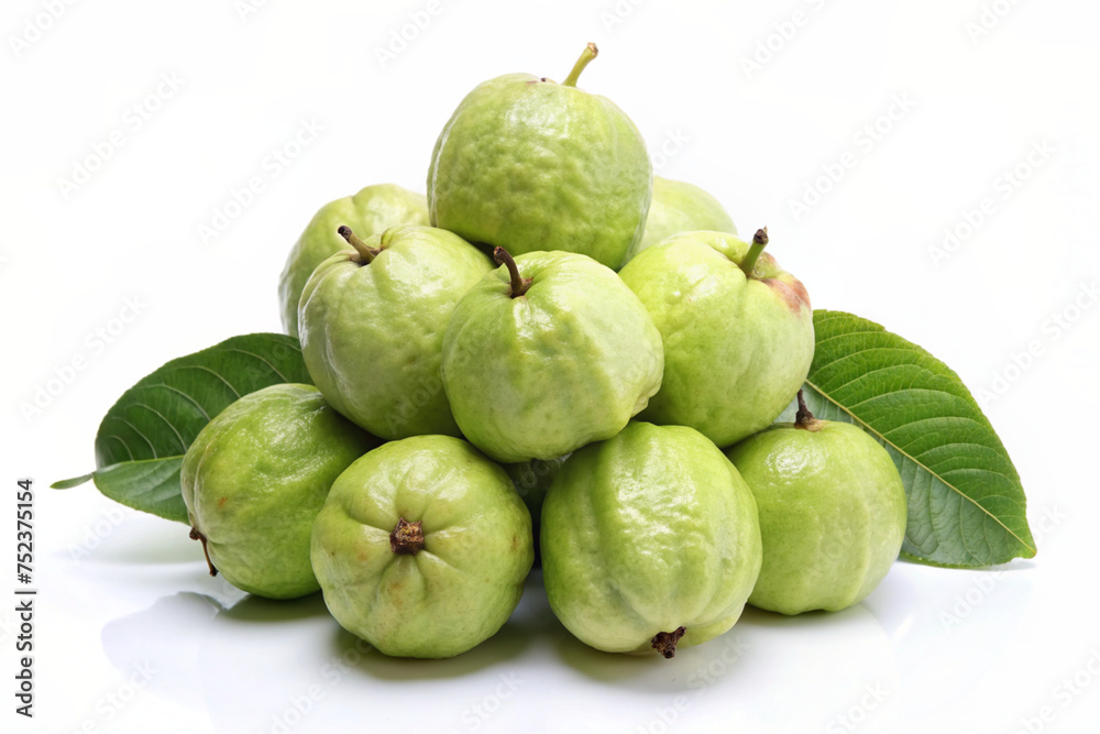 a bunch of guava isolated on white background a bunch of guava isolated on white background