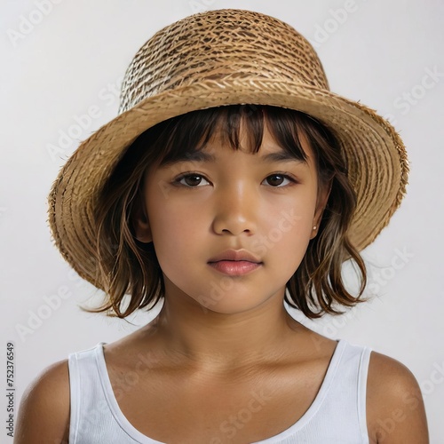 portrait of a little girl with hat