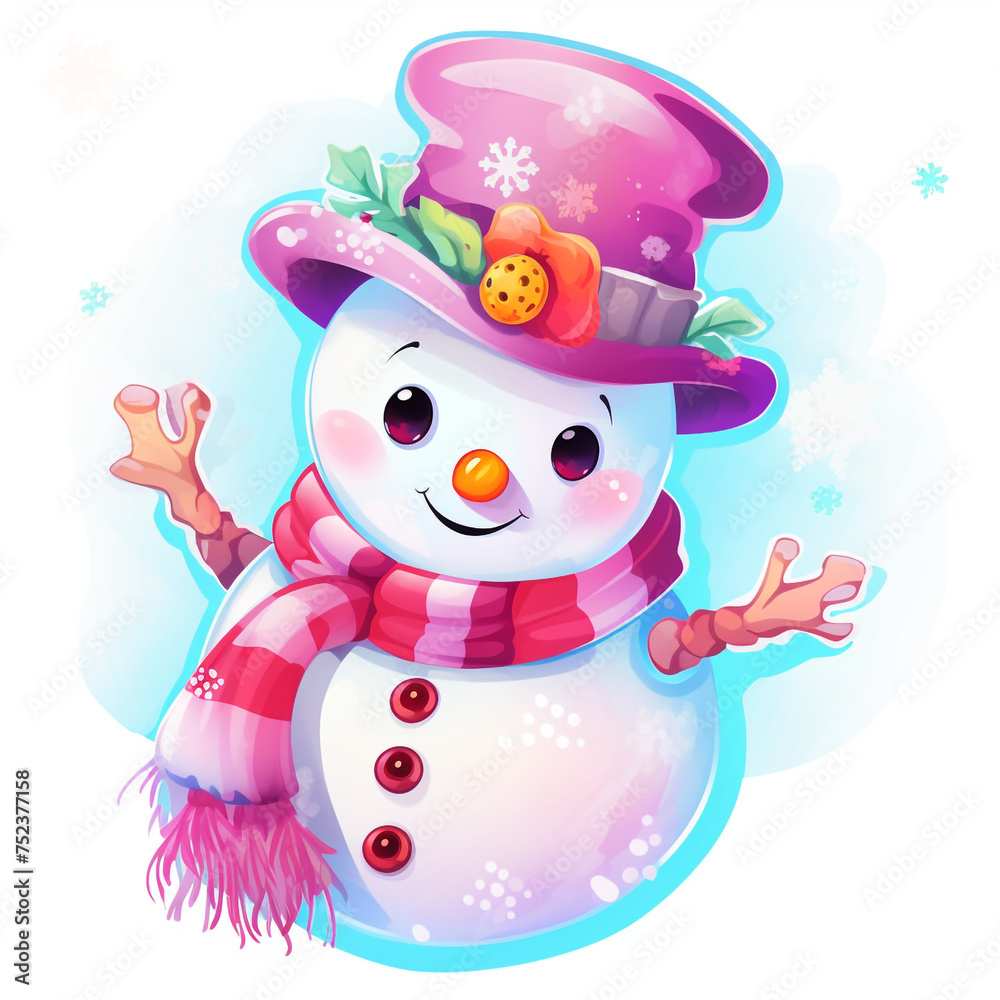 snowman, sticker design сreated with Generative Ai snowman, sticker design сreated with Generative Ai