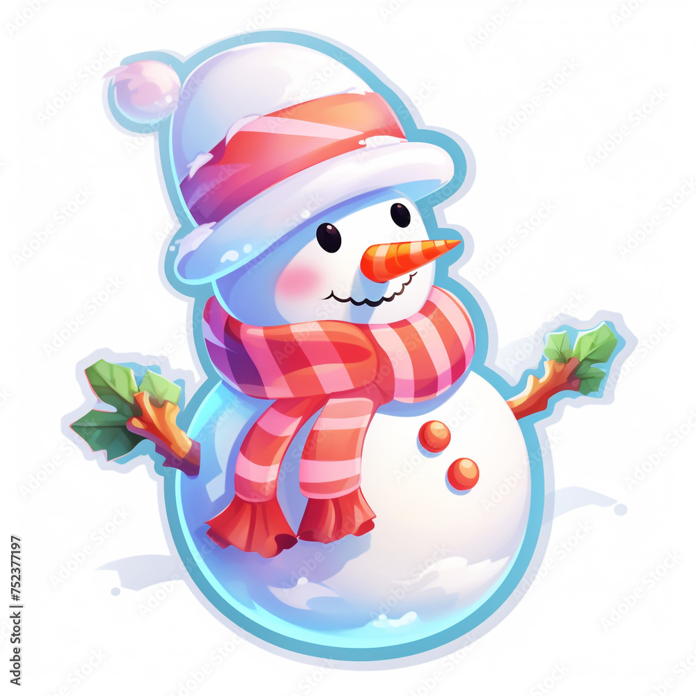snowman, sticker design сreated with Generative Ai snowman, sticker design сreated with Generative Ai