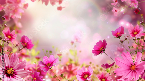Pink Cosmos Flowers Background