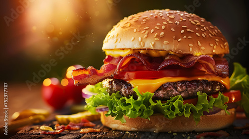 Genuine bacon cheeseburger captured in classic style