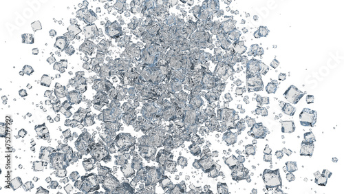 scattered ice render 3D illustration on alpha channel 