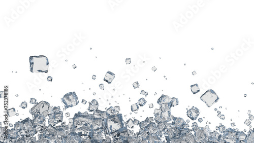 scattered ice render 3D illustration on alpha channel	
