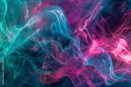 Vibrant abstract background with swirls of neon pink Blue And green smoke Creating a dynamic and ethereal atmosphere