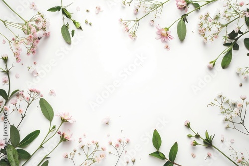 A fresh floral border on a clean white background, suitable for spring-themed Eid al-Fitr greeting cards or elegant event invitations.