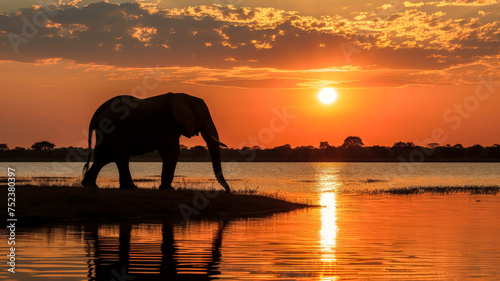 Elephant silhouette in Botswana