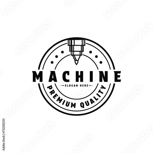 Machine cnc laser logo design vintage retro label circle