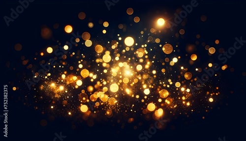 Golden Bokeh Lights on Dark Background for Festive Atmosphere
