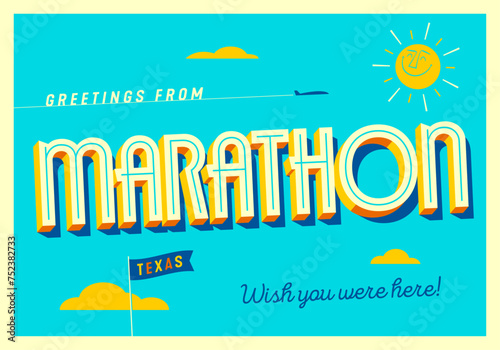 Greetings from Marathon, Texas, USA - Wish you were here! - Touristic Postcard.