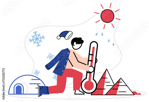 Climate warming vector illustration. The ecological heartbeat weakens as climate warming and pollution grip our planet in vise The symphony atmosphere weeps for environmental conservation
