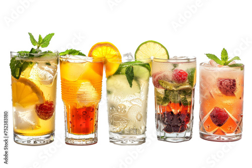 White background with cocktail collection isolated photo