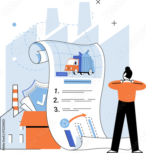 Waste management. Vector illustration. Separation recyclables from garbage facilitates recycling process Segregation waste stream is essential for efficient waste management Ecological awareness