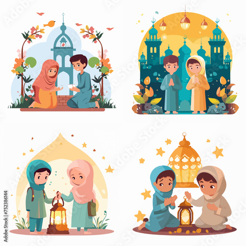 islamic flat illustration element decoration clip art photo