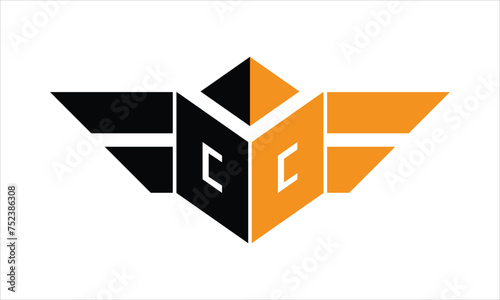 QQ initial letter falcon icon gaming logo design vector template. batman logo, sports logo, monogram, polygon, war game, symbol, playing logo, abstract, fighting, typography, icon, minimal, wings logo