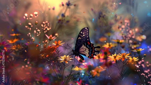 A butterfly delicately perc...