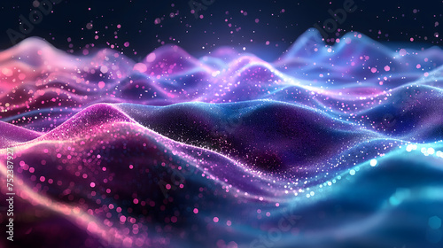 Abstract Glowing Particle Waves Background