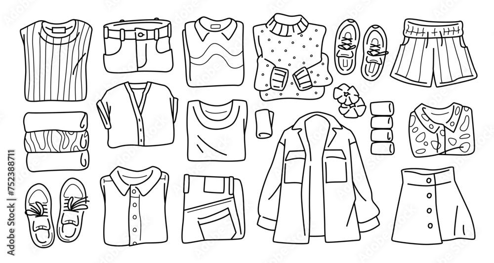 Assorted Line Drawing Clothing Collection Assorted Line Drawing Clothing Collection