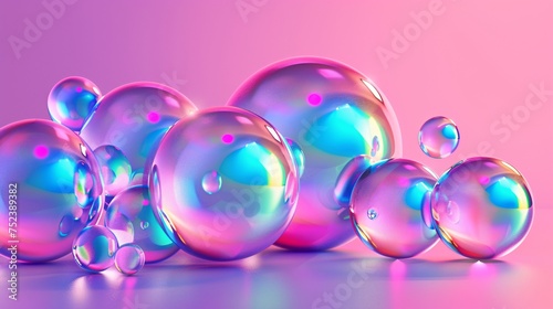a group of shiny bubbles