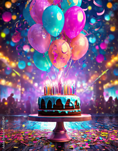 Geburtstags Torte mit Luftballons  photo